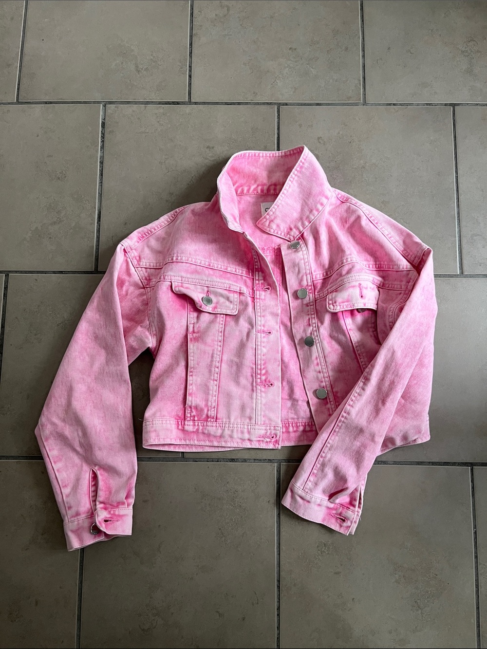 Cropped Pink Denim Jacket - Classic Button-Up Jean Jacket